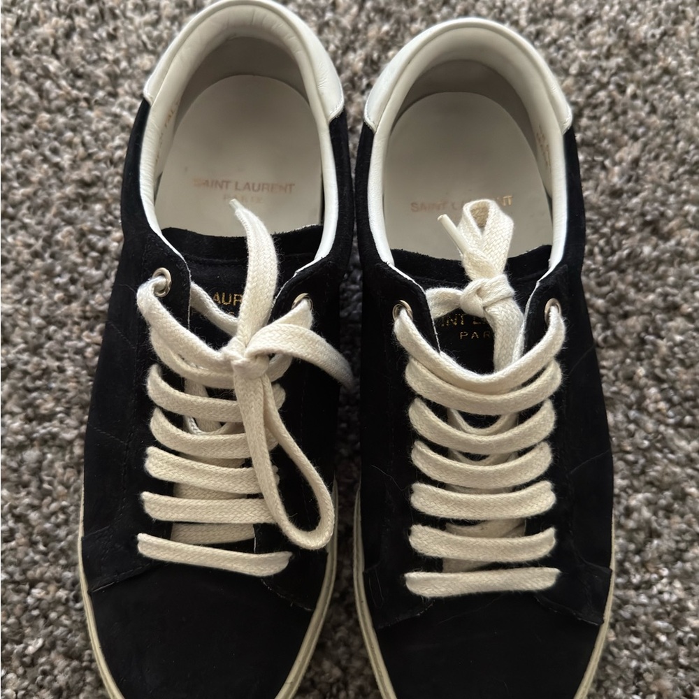 Saint Laurent Black and White Sneakers Minimalist Low-Top
